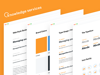Knowledge Services – Style Sheet branding design orange styleguide typography ui ux