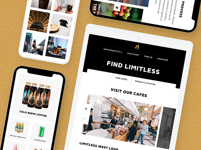 Limitless Coffee & Tea – Responsive Experience branding design mobile tablet typography ui ux