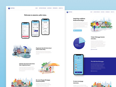 Safe Rate – Web Design Work for a Mortgage Company blue branding custom design illustration mortgage sketch typography ui user experience ux