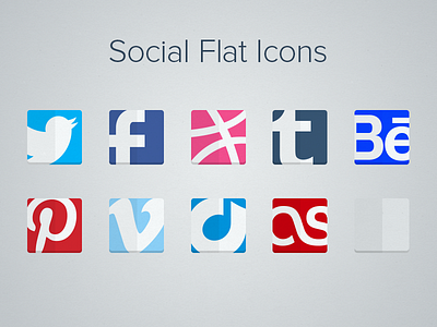 Social Flat Icons behance dribbble facebook flat icon lastfm pinterest rdio shadow social tumblr twitter vimeo