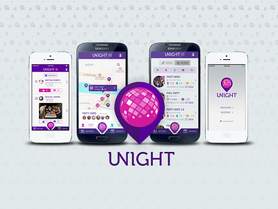 Unight App Teaser android app branding geo ios iphone logo night party unight