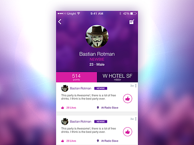 Unight Profile [WIP] app blur geo ios party profile screen unight