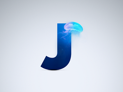 J - Jellyfish blue j jellyfish letter ocean proxima nova sea shadow