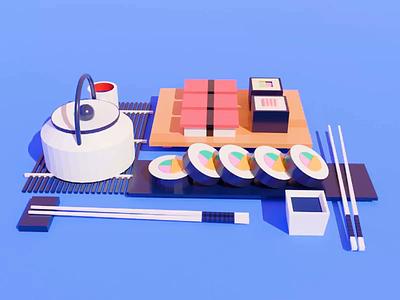 3D Sushi 3d blender blender3d kettle render sushi sushi roll
