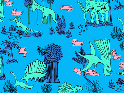 Pattern Dino dinosaurs illustration palette pattern personal project