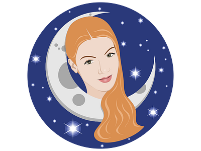 Tonka & The Moon graphic design moon night portrait redhead stars tonka vector