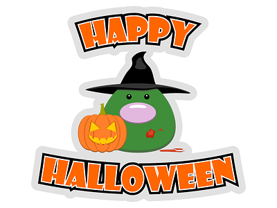 Happy Halloween cute graphic design green and orange happy halloween illustration pumpkin vector vector art witch