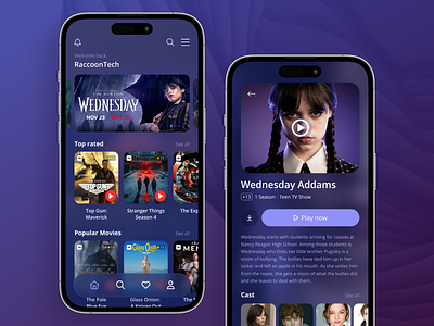 Wednesday - Movie Mobile App Design UI/UX - Figma (Free)