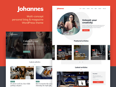 Johannes blog design creative design digital personal blog responsive theme for wordpress wordpress wordpress blog wordpress design