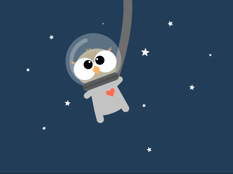 Spaceowl animation buho espacio fly gif loop owl rubberhose shooting star space
