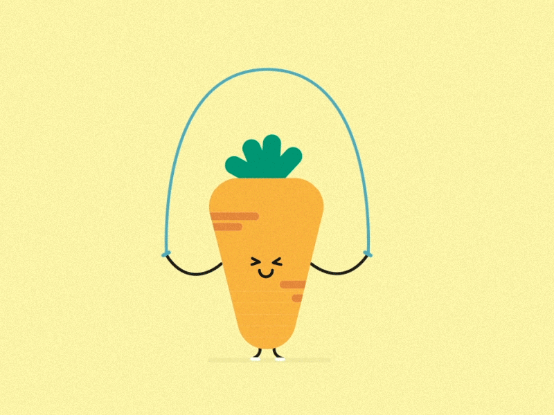 Slicercise ae animation carrot character exercise gif jumping loop rubberhose