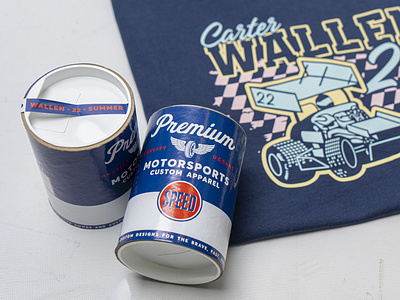 Oil Can or T-Shirt Packaging? auto racing custom tshirts direct to film graphic design motorsports motorsports tshirt oil can packaging packaging design print racing racing tshirt retro screen printing shipping tubes stickers tshirt design tshirt packaging vintage vintage can