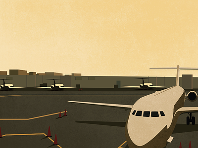 Sunset airplane airport illustration minimalism plane travel wip work in progress