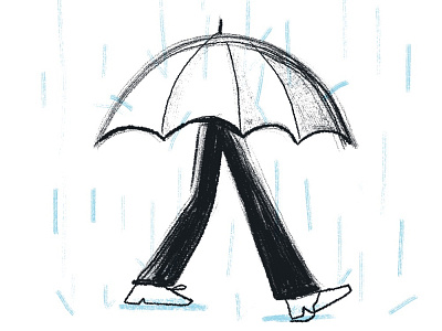 Rain blue character conceptual digital duotone editorial graphic illustration procreate rain texture umbrella