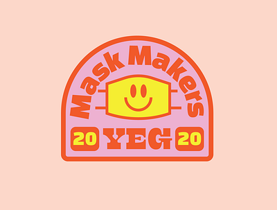 Mask Makers YEG Patch 2020 alberta covid covid 19 edmonton makers mask organge patch pink sticker yeg