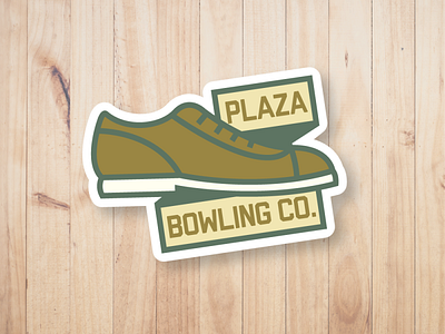 Plaza Bowling Co. - Shoe Sticker alberta bowling bowling alley bowling ball bowling pin brand design edmonton gold green plaza shoes sticker yeg