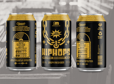 HipHops Beer Can alberta beer beer art beer branding beer can beer label brand bronx canada chain craft beer edmonton gold hiphop hops illustration yeg
