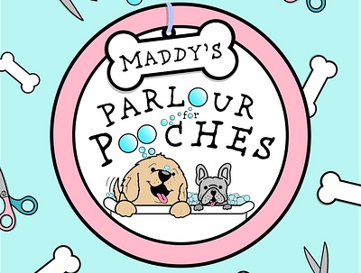 Maddy’s Parlour for Pooches branding bubbles business design dog frenchbulldog fresco graphic design grooming happycustomer illustration illustrator logo vector