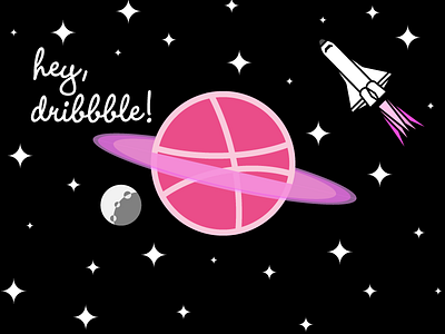 Hey, Dribbble! debut dribbble pink planet space stars