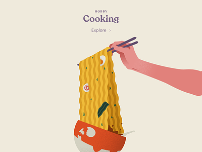 Cooking chopsticks cooking illustration portfolio ramen yum