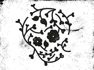 Floral Skull blackandwhite floral flowers skull stamp