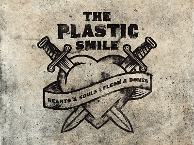 The Plastic Smile - WIP grunge hand painted heart ink merchandise music punk punkrock rock sword swords