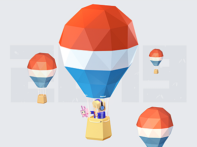 Play - 04 . just for fun 2.5d bunny fire balloon isometric low poly play