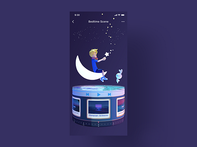 Bedtime scene of a music box 3d app bedtime mobile music music box night ui