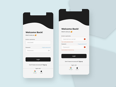 Login Screen Mobile App UI Design design error message login login screen logindesign mobile mobileapp product design ui uidesign ux uxdesign