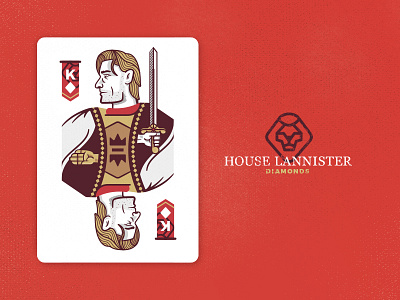 A Lannister Always Pays His Debts card deck cards deck of cards diamonds game of thrones got illustration iron throne jamie lannister lion playing cards