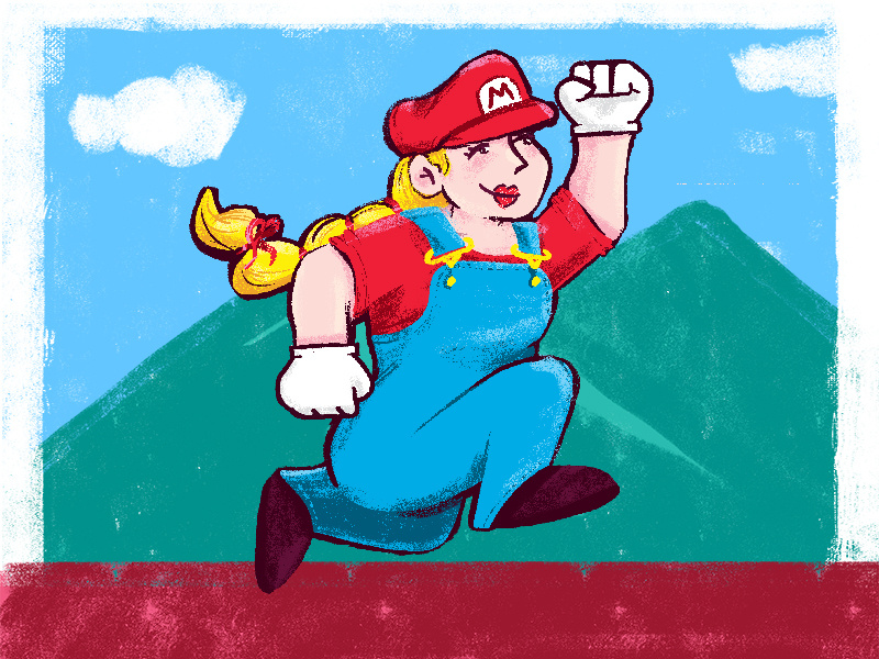 Super Maria illustration princess peach nintendo super mario