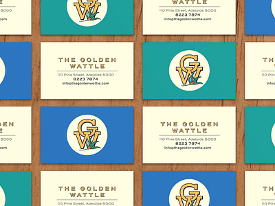 The Golden Wattle bar branding business card identity design logo design pub restaurant stationary