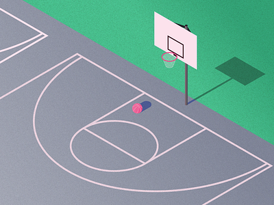 1x Dribble Invite basketball basketball court design illustration invitation invite isometric shading shadow vector