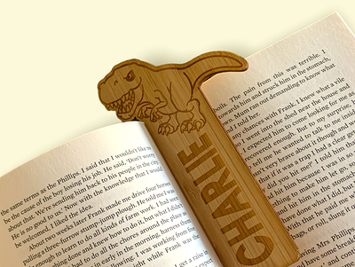 Personalised Wooden Tyrannosaurus Rex Bookmark bookmark illustration lasercut bookmark personalised gift tyrannosaurus vector