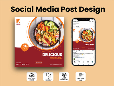 Food Social Media Post Design fb post design food design food post design graphic design illustration social media post design
