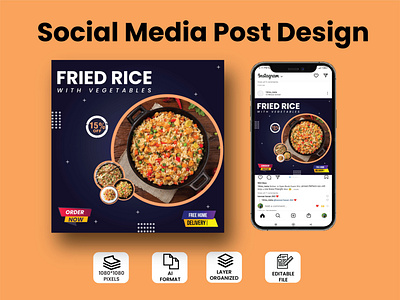 Food Social Media Post Design branding design graphic design illustration logo post design social social media post design