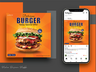 Burger Social Media Post Design branding graphic design logo post design social media post design