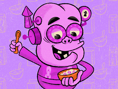 Franken Berry cereal frankenberry illustration ipadpro mascot monster procreate retro