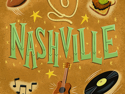 Nashville - Lettering & Sticker Pack hand lettering hot chicken illustration lettering mid century music music city nashville type western