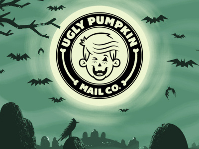 UPMC Store Front bats graveyard halloween illustration logo pumpkin spooky