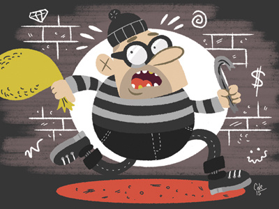 Busted! burglar crime illustration robbery