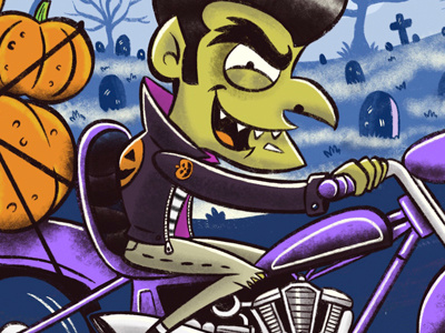 Ghoul Ride applepencil bike ghoul halloween illustration ipadpro procreate pumpkin