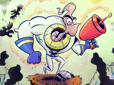 Jim crow earthwormjim games gaming illustration ipad ipadpro videogames worm