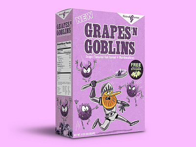 Grapes N' Goblins cereal cereal box ghosts n goblins illustration nes nes classic ninja gaiden nintendo package design retro
