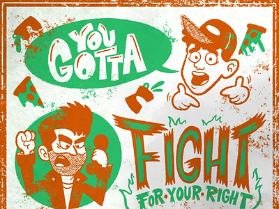 You Gotta Fight - Pizza Box Edition hand lettering handlettering illustration lettering procreate