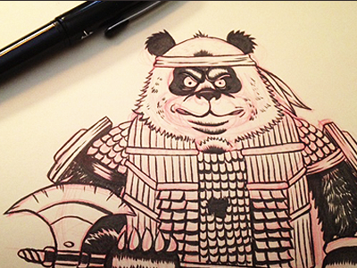 Panda Khan brush ink khan moleskin mutant ninja panda pen sketch teenage tmnt turtle wip