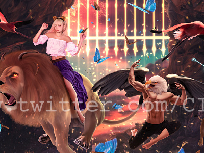 The Lion's Gate 2d art design digital art digital painting fantasy hyper realistic illustration painting