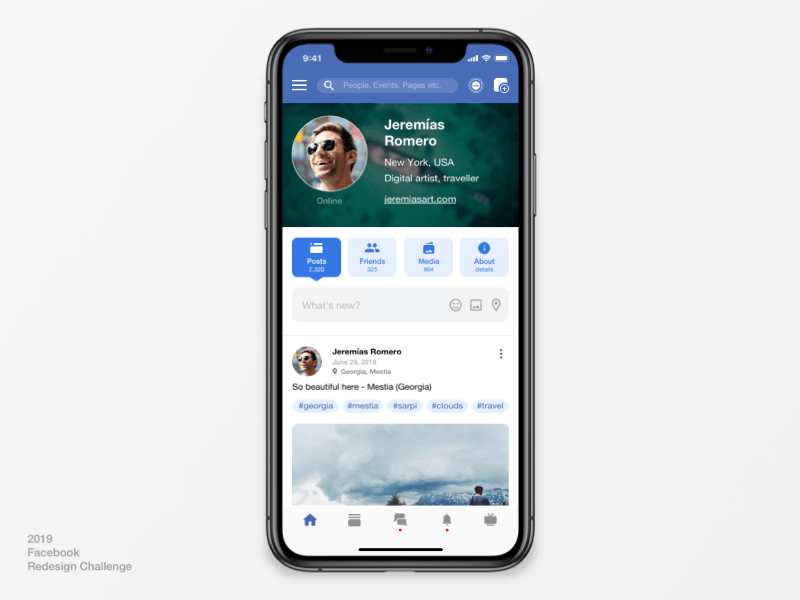 Facebook Redesign Challenge 2019 app app animation design facebook facebook app ios mobile redesign ui ui ux uplabs ux