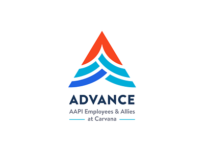 ADVANCE Logo (AAPI Community at Carvana) a aapi advance asian blue branding carvana challenge circles community cultural letter a logo mark organization red waves