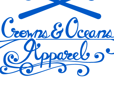 Crowns And Oceans ball terminal curls logo script